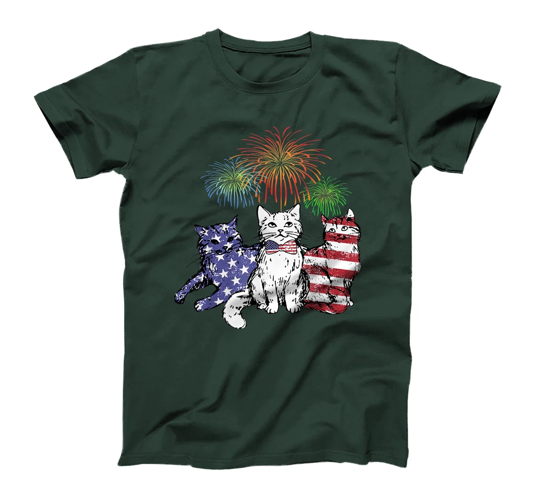 Proud Three Cat 4th of July American Flag Collections T-Shirt