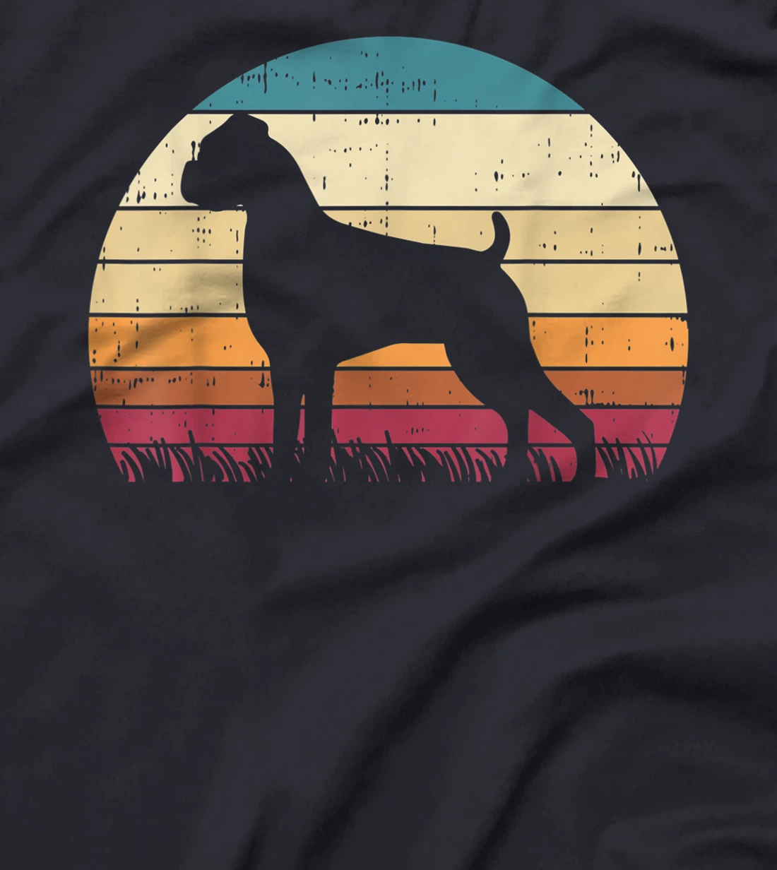 Boxer Silhouette Sunset Retro Animal Pet Dog Lover Gift T-Shirt