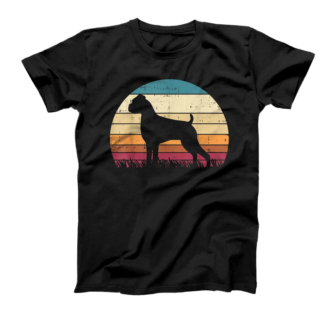 Boxer Silhouette Sunset Retro Animal Pet Dog Lover Gift T-Shirt