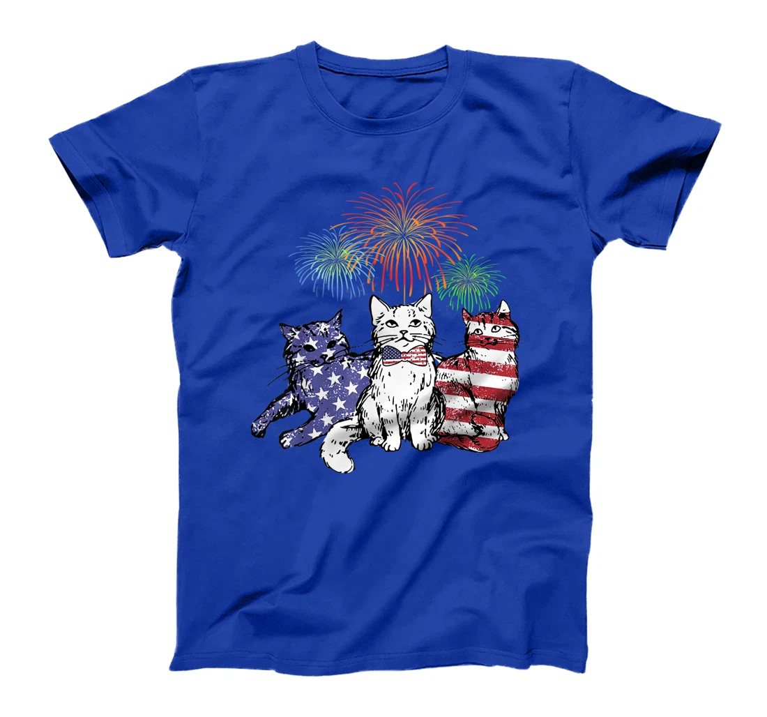Proud Three Cat 4th of July American Flag Collections T-Shirt