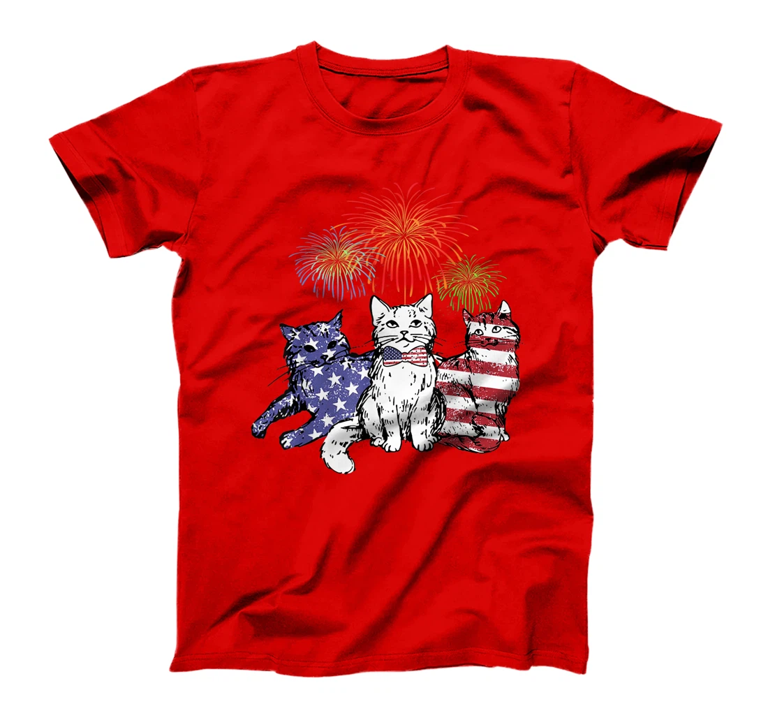 Proud Three Cat 4th of July American Flag Collections T-Shirt