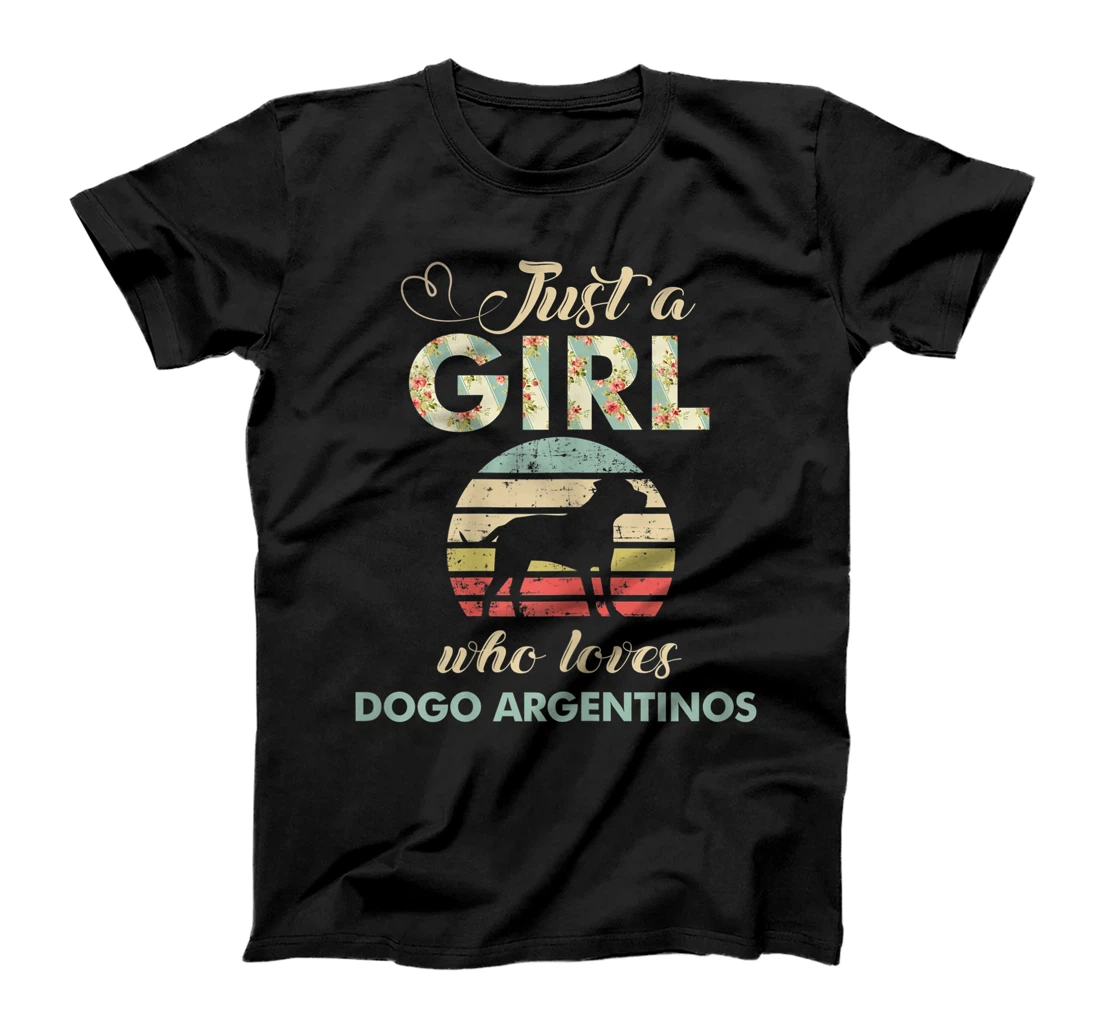 Just A Girl Who Loves Dogo Argentinos Retro Vintage Dog T-Shirt