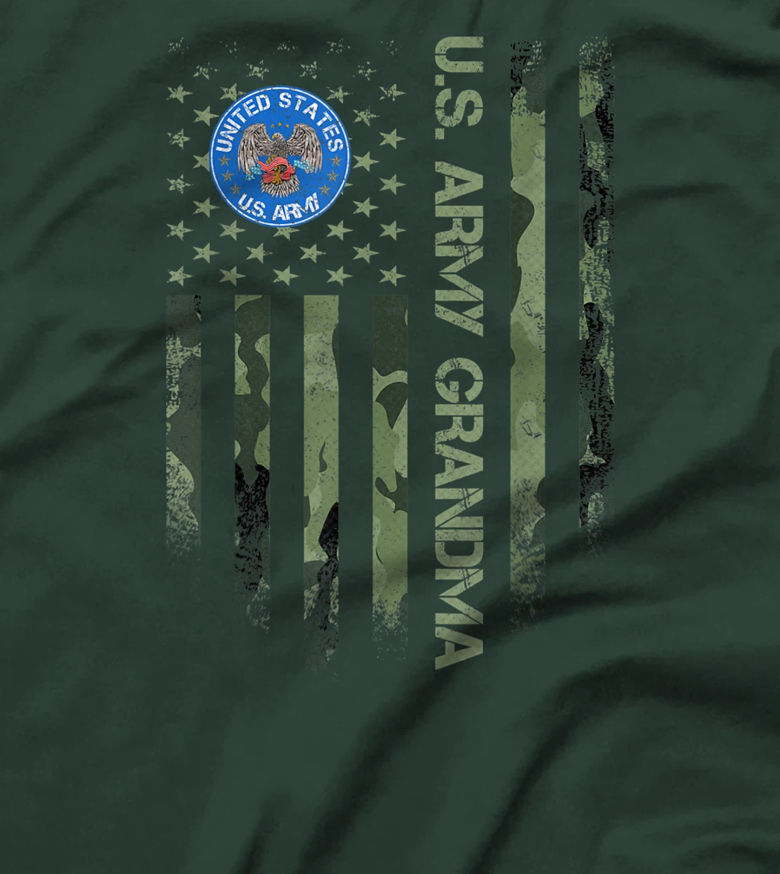 Vintage USA American Camo Flag Proud US Army Veteran Grandma T-Shirt