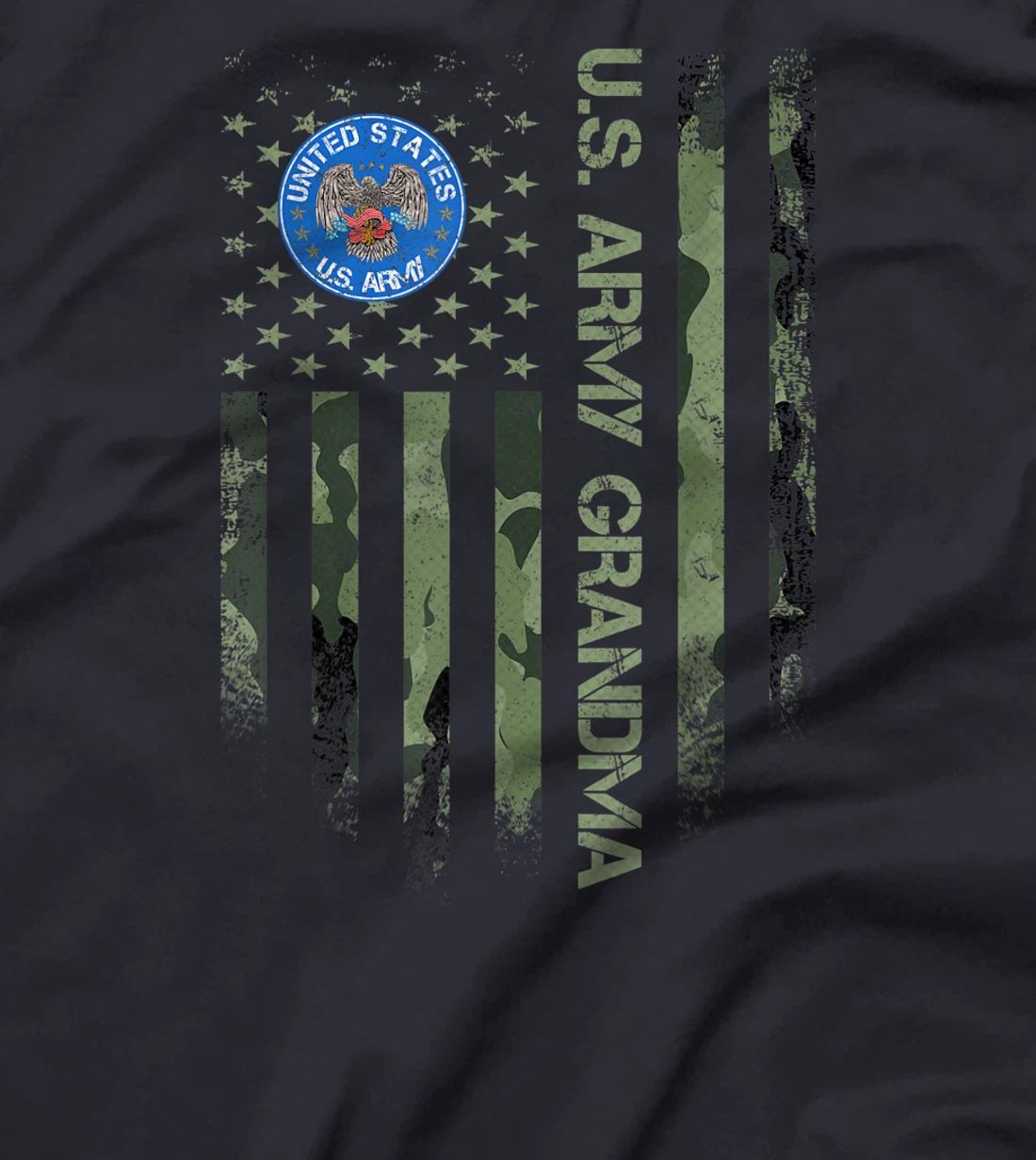 Vintage USA American Camo Flag Proud US Army Veteran Grandma T-Shirt
