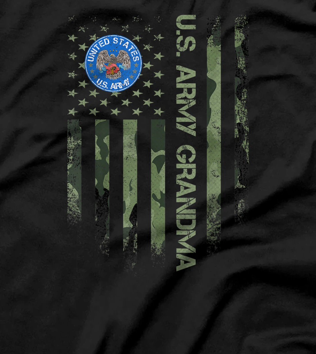 Vintage USA American Camo Flag Proud US Army Veteran Grandma T-Shirt