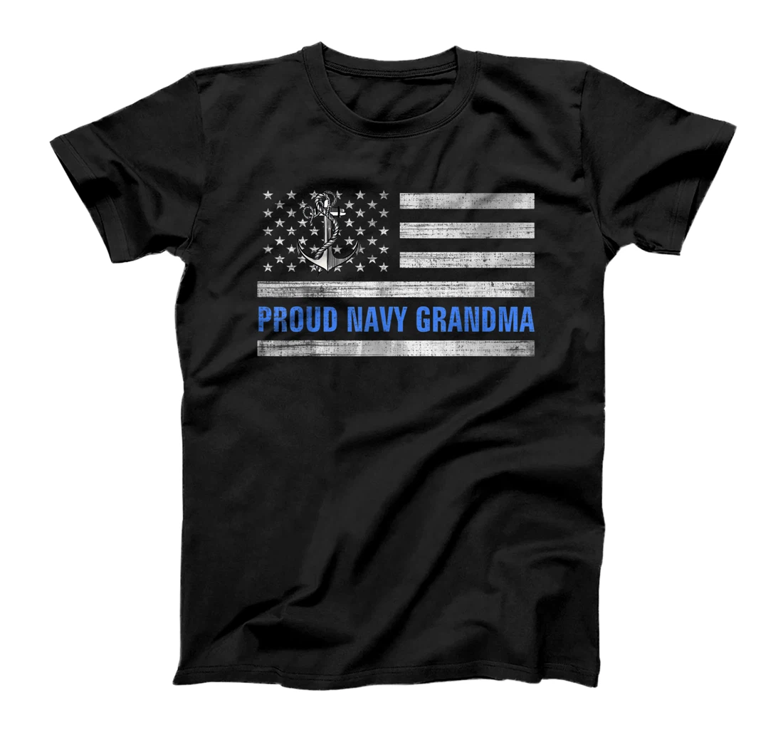 Vintage American Flag Proud Navy Grandma Veteran Day T-Shirt