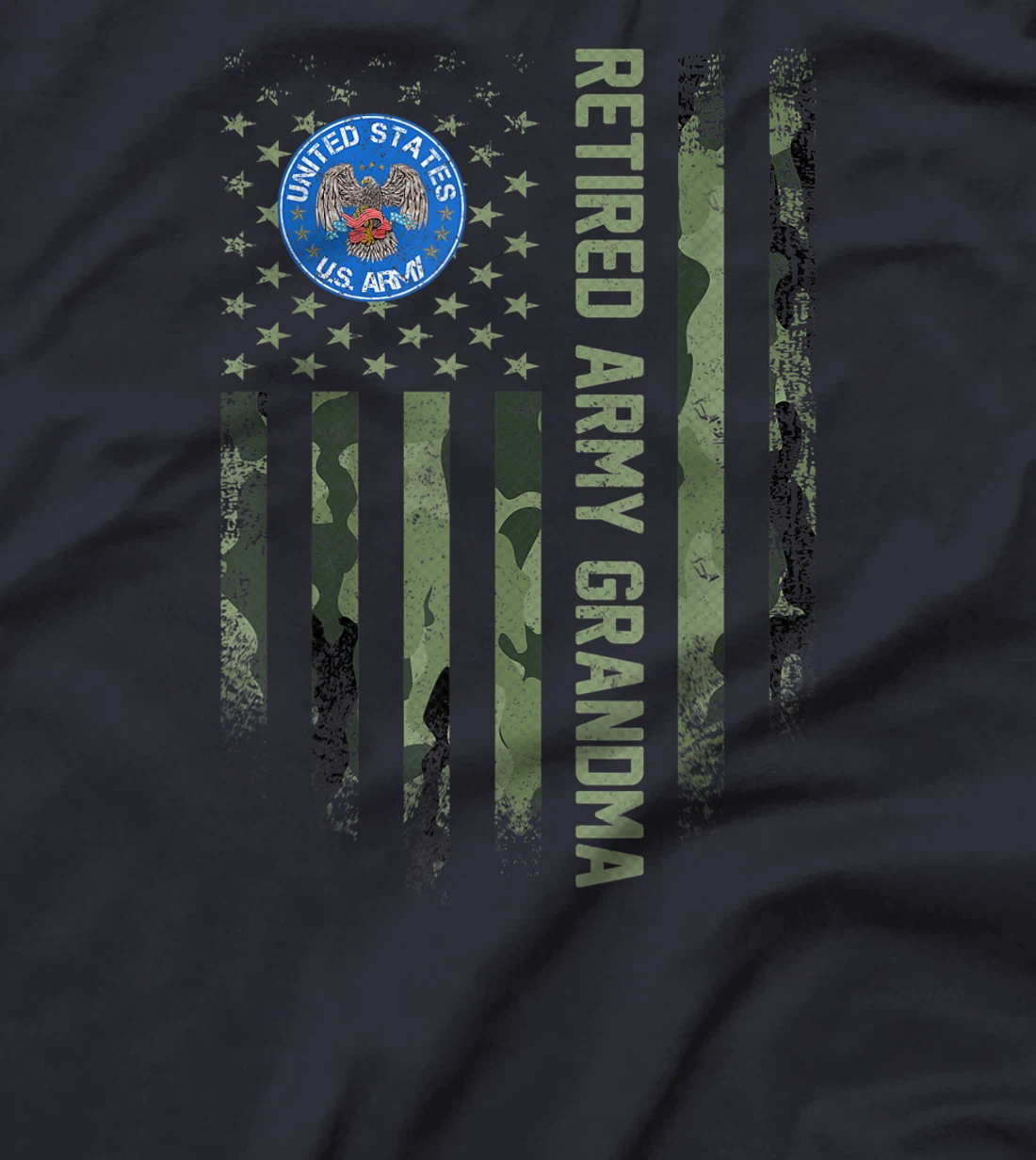 Vintage USA American Camo Flag Retired Army Veteran Grandma T-Shirt