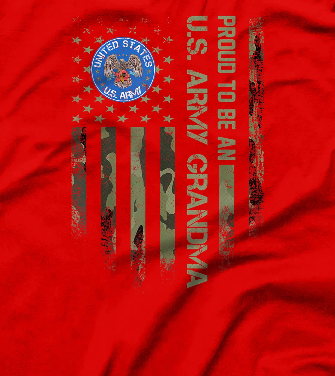 Vintage USA American Camo Flag Proud To Be An Army Grandma T-Shirt