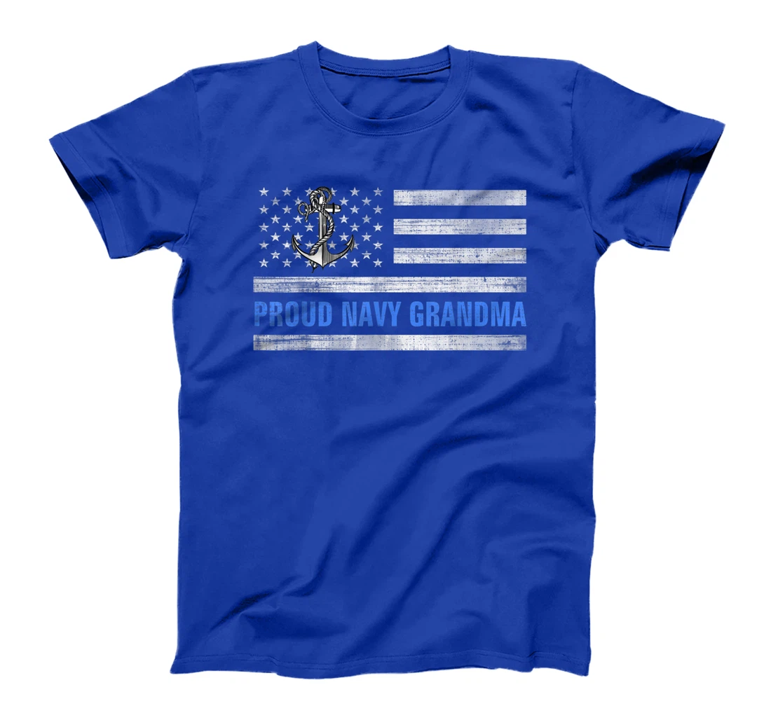 Vintage American Flag Proud Navy Grandma Veteran Day T-Shirt