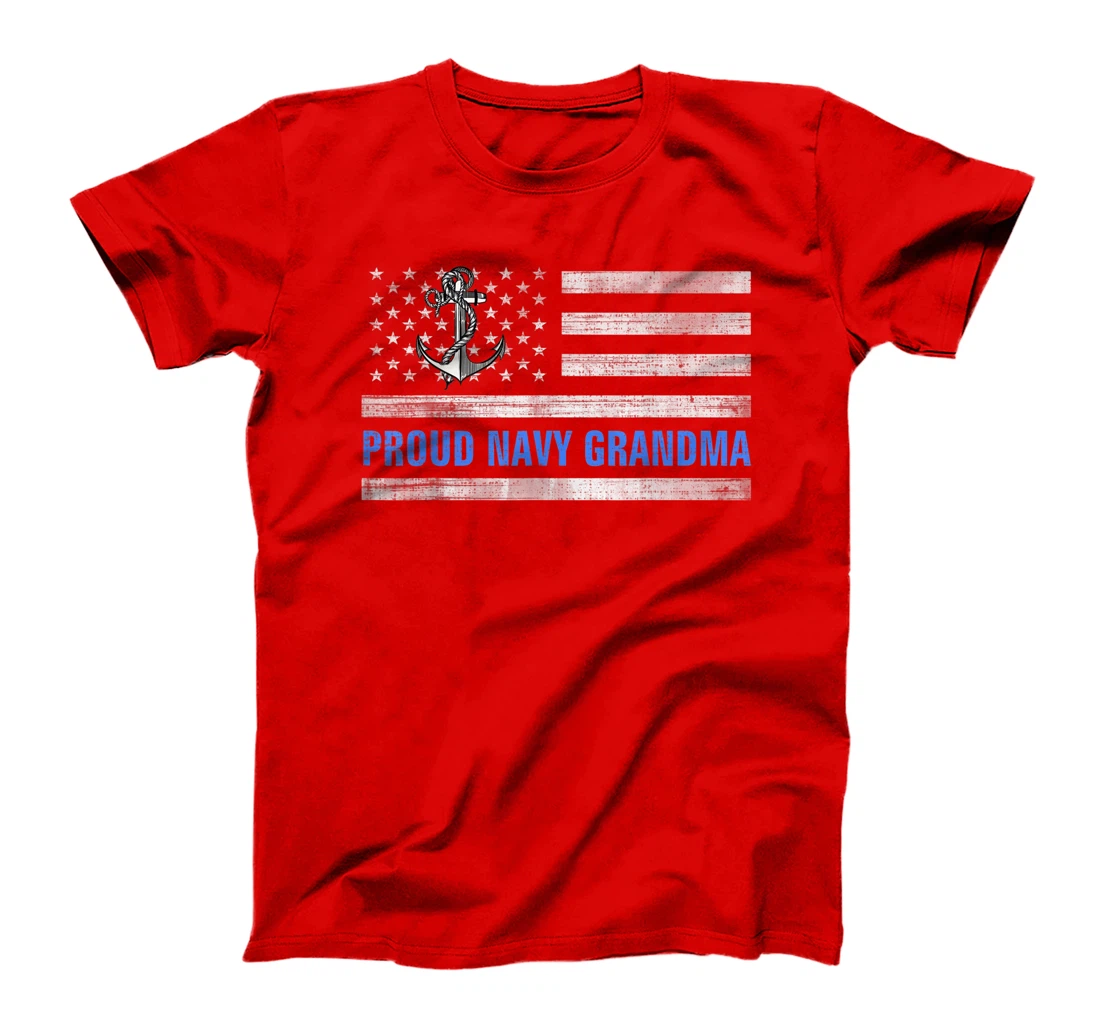 Vintage American Flag Proud Navy Grandma Veteran Day T-Shirt