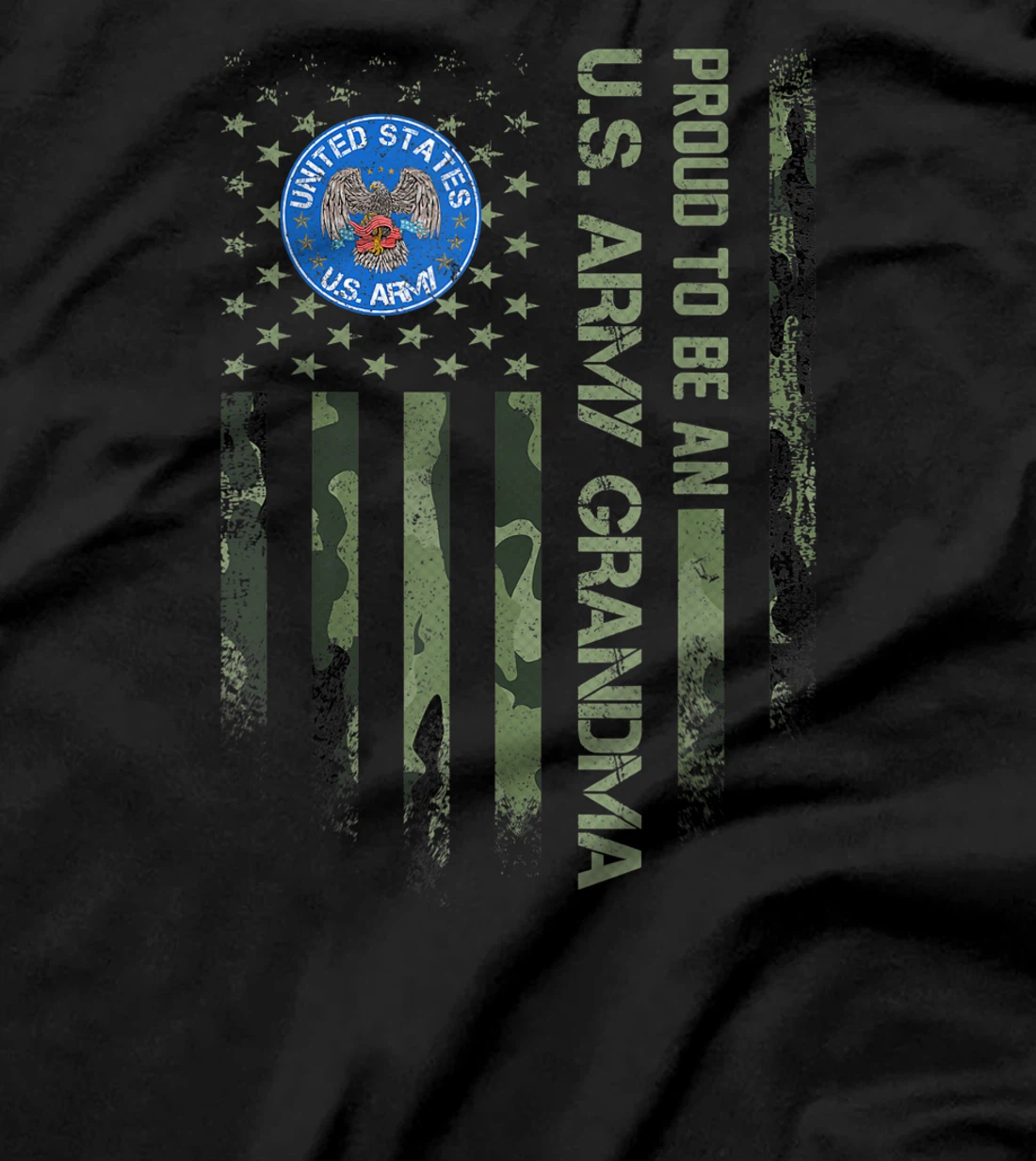 Vintage USA American Camo Flag Proud To Be An Army Grandma T-Shirt