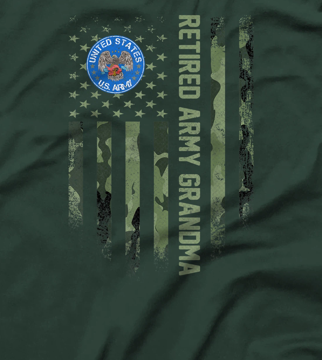 Vintage USA American Camo Flag Retired Army Veteran Grandma T-Shirt