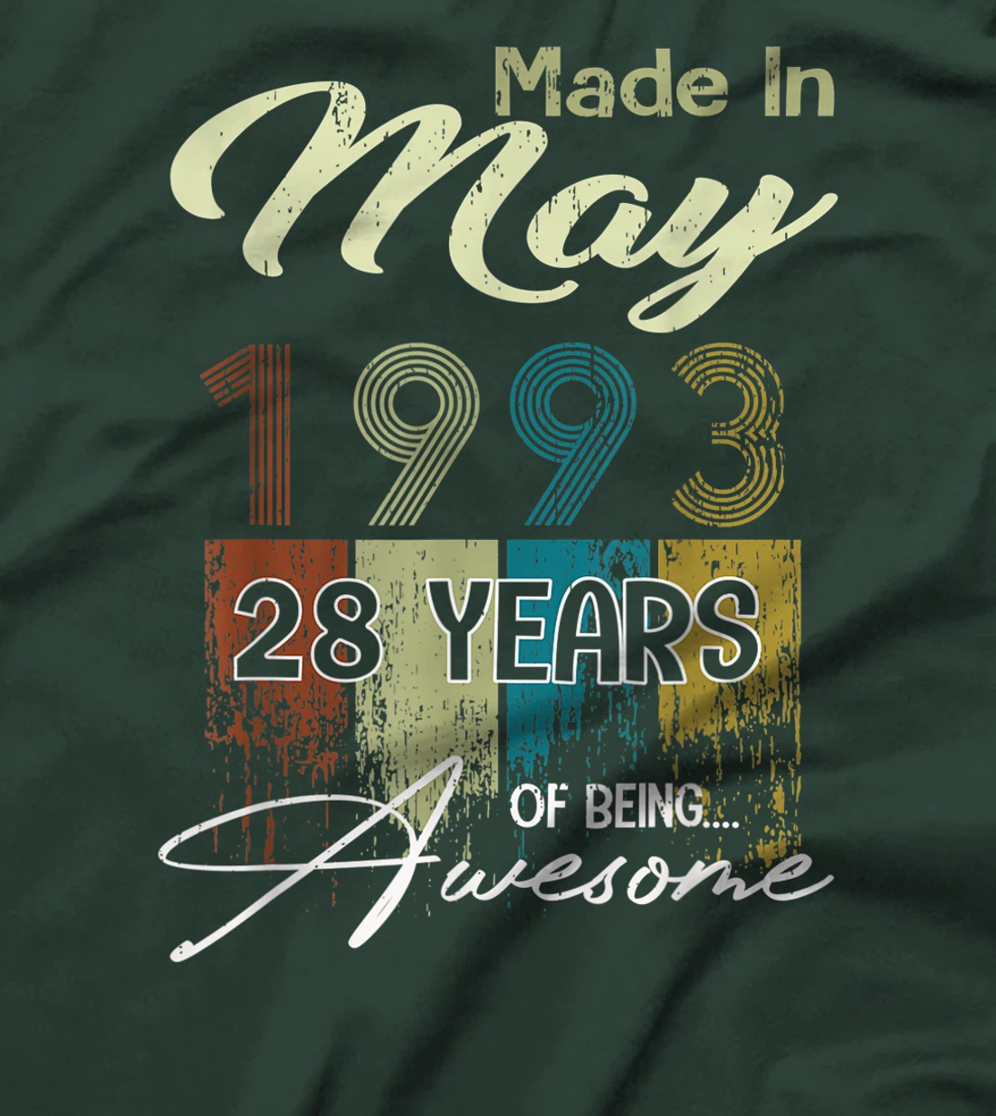 Distressed May 1993 Decorations 28th Birthday 28 Years Old T-Shirt