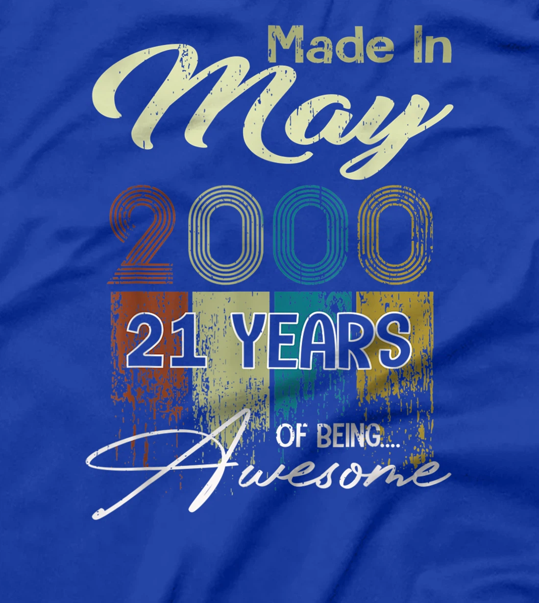 Distressed May 2000 Decorations 21st Birthday 21 Years Old T-Shirt