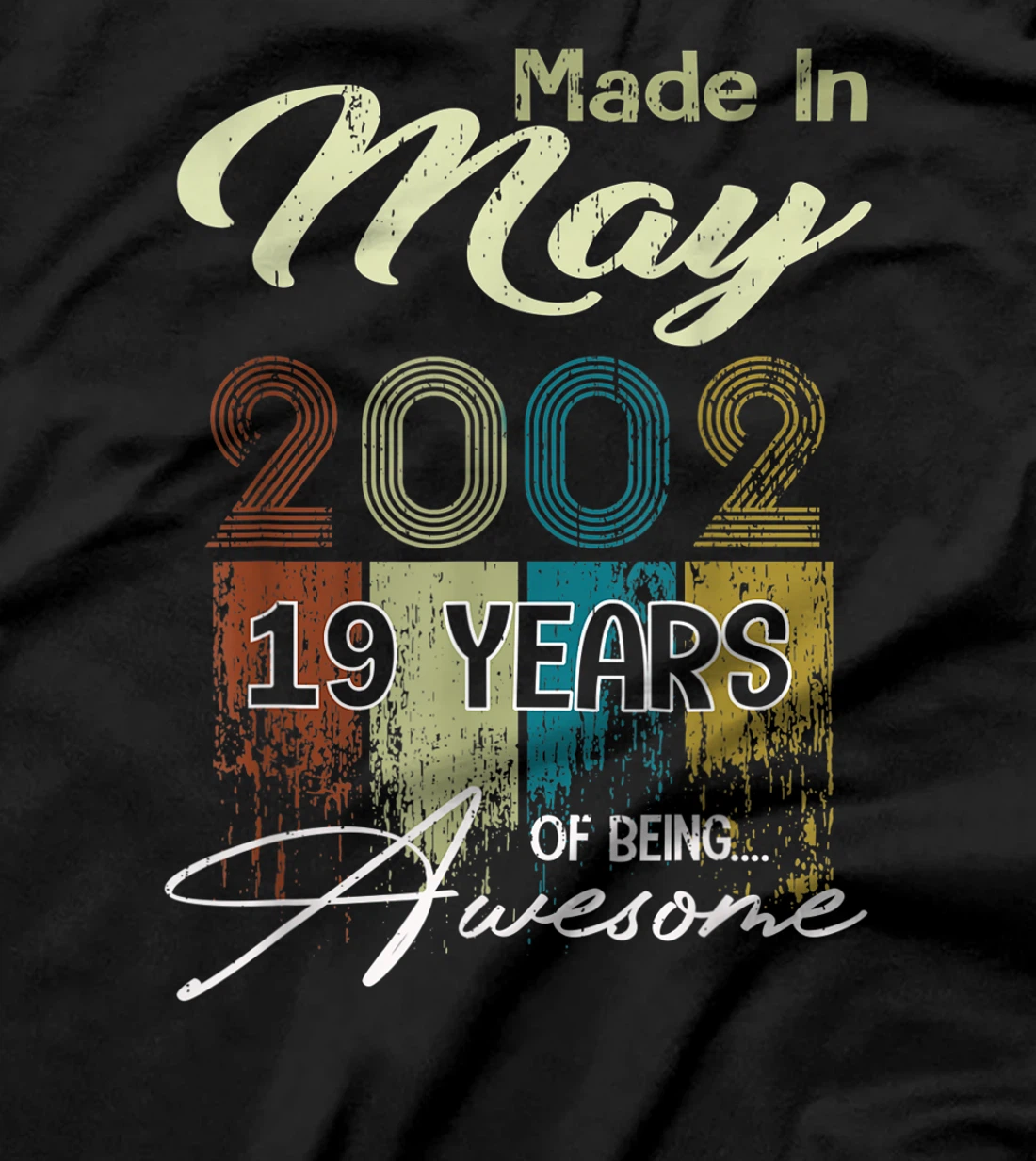 Distressed May 2002 Decorations 19th Birthday 19 Years Old T-Shirt