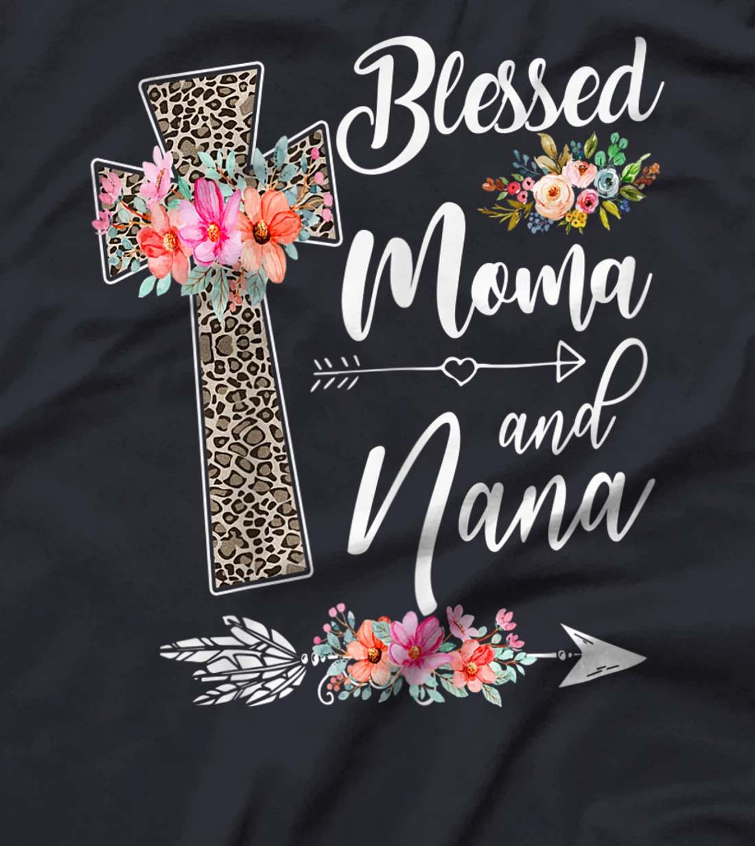 Womens Blessed To Be Called Moma And Nana T-Shirt Funny Nana T-Shirt