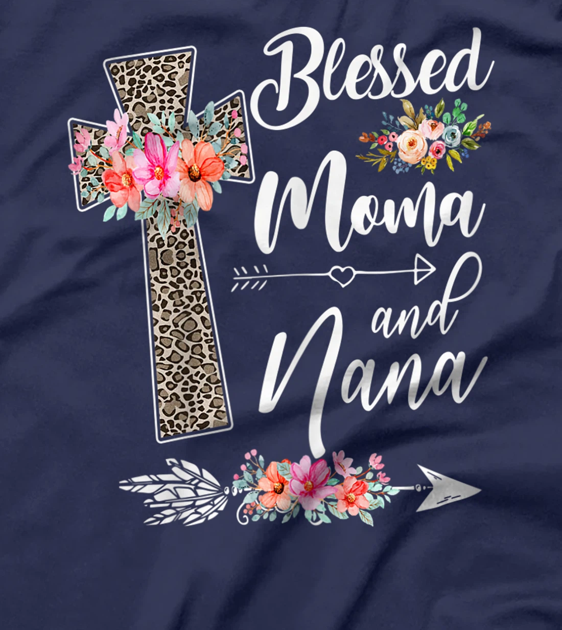 Womens Blessed To Be Called Moma And Nana T-Shirt Funny Nana T-Shirt