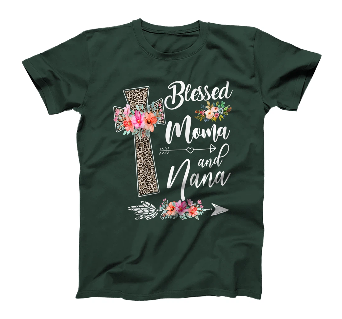 Womens Blessed To Be Called Moma And Nana T-Shirt Funny Nana T-Shirt