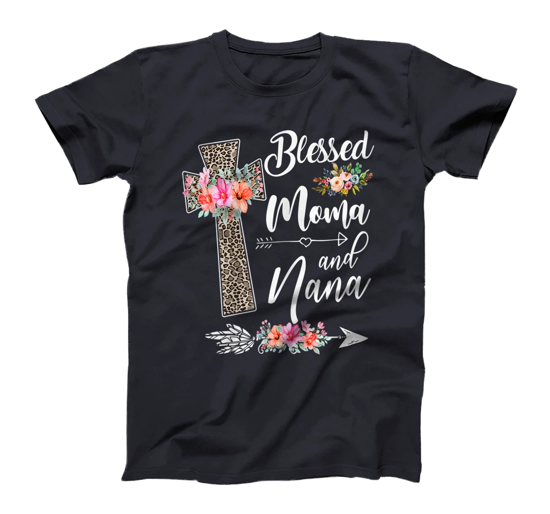 Womens Blessed To Be Called Moma And Nana T-Shirt Funny Nana T-Shirt