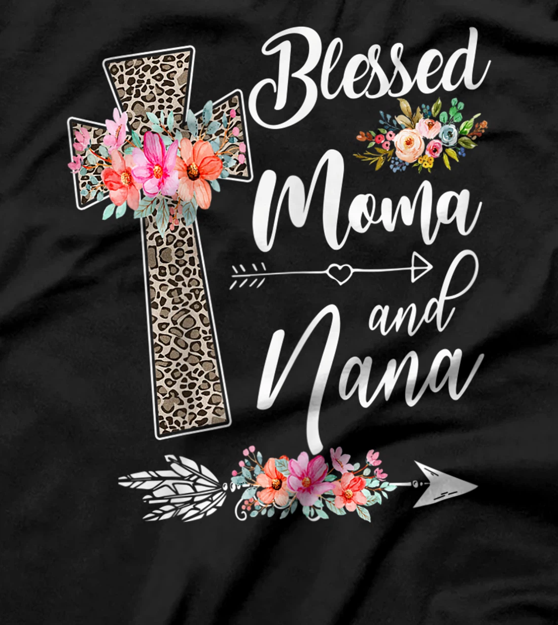Womens Blessed To Be Called Moma And Nana T-Shirt Funny Nana T-Shirt