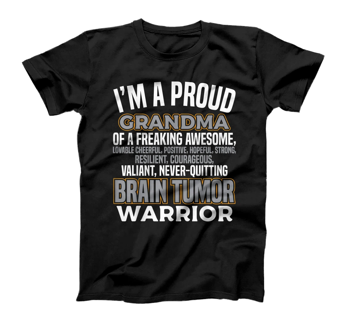 Grandma Warrior Brain Tumor Awareness Gray Ribbon Women T-Shirt