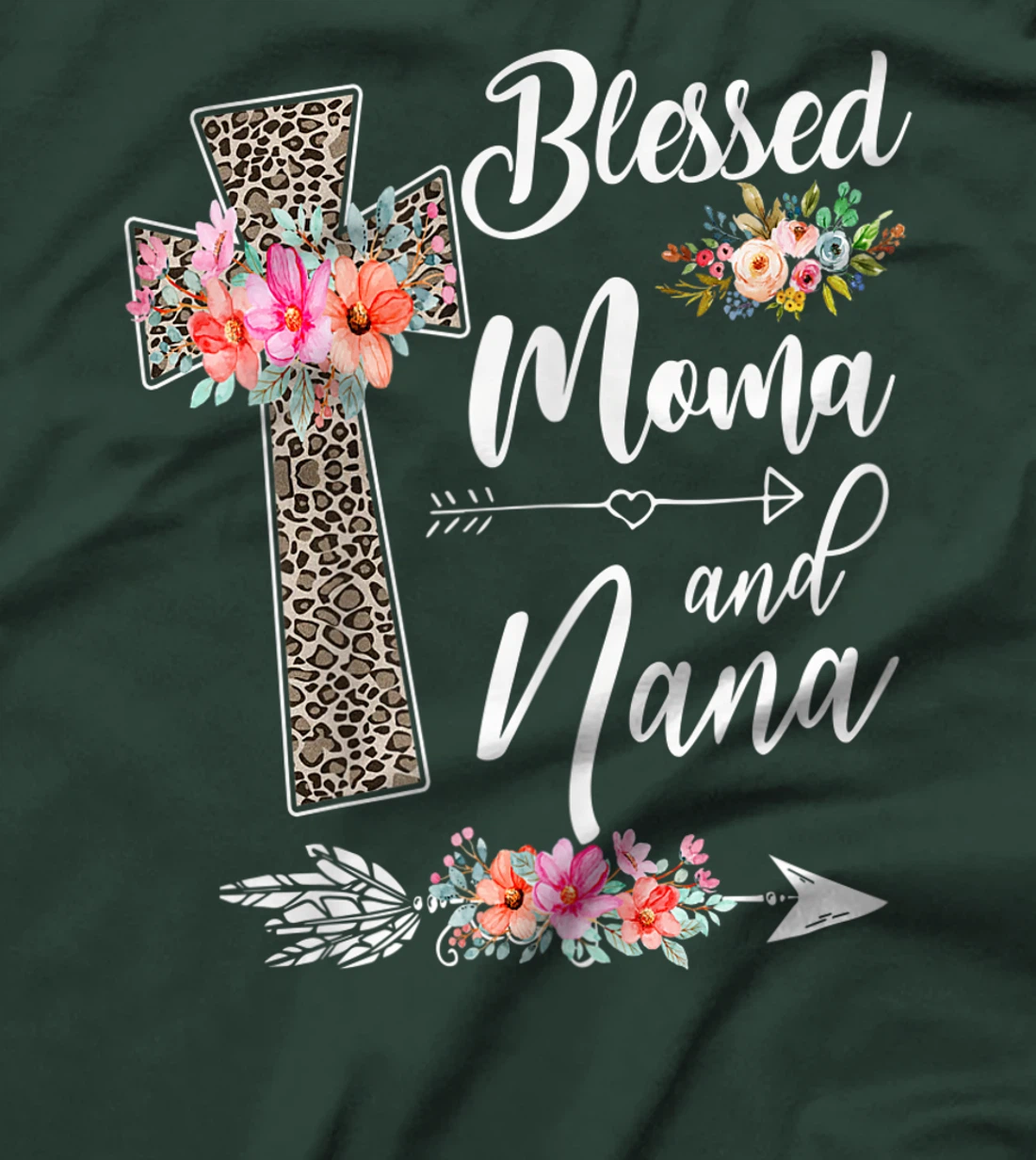 Womens Blessed To Be Called Moma And Nana T-Shirt Funny Nana T-Shirt