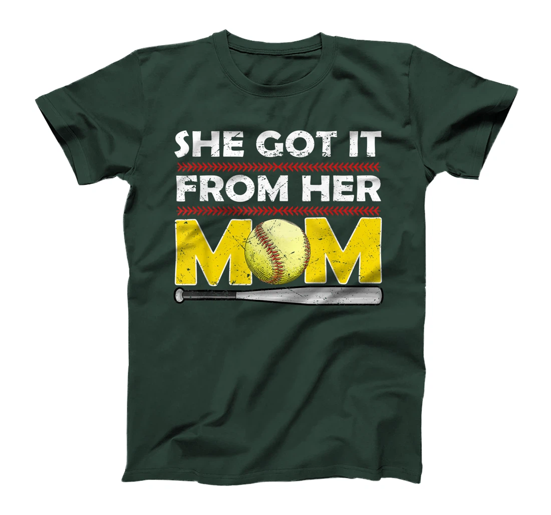 She Got It From Her Mom Funny Softball Mother Player Vintage T-Shirt