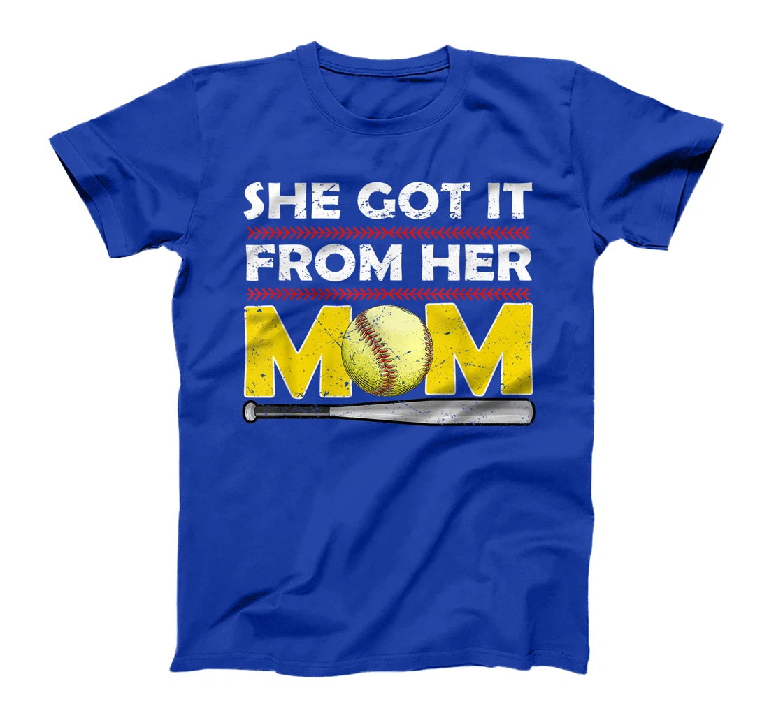 She Got It From Her Mom Funny Softball Mother Player Vintage T-Shirt