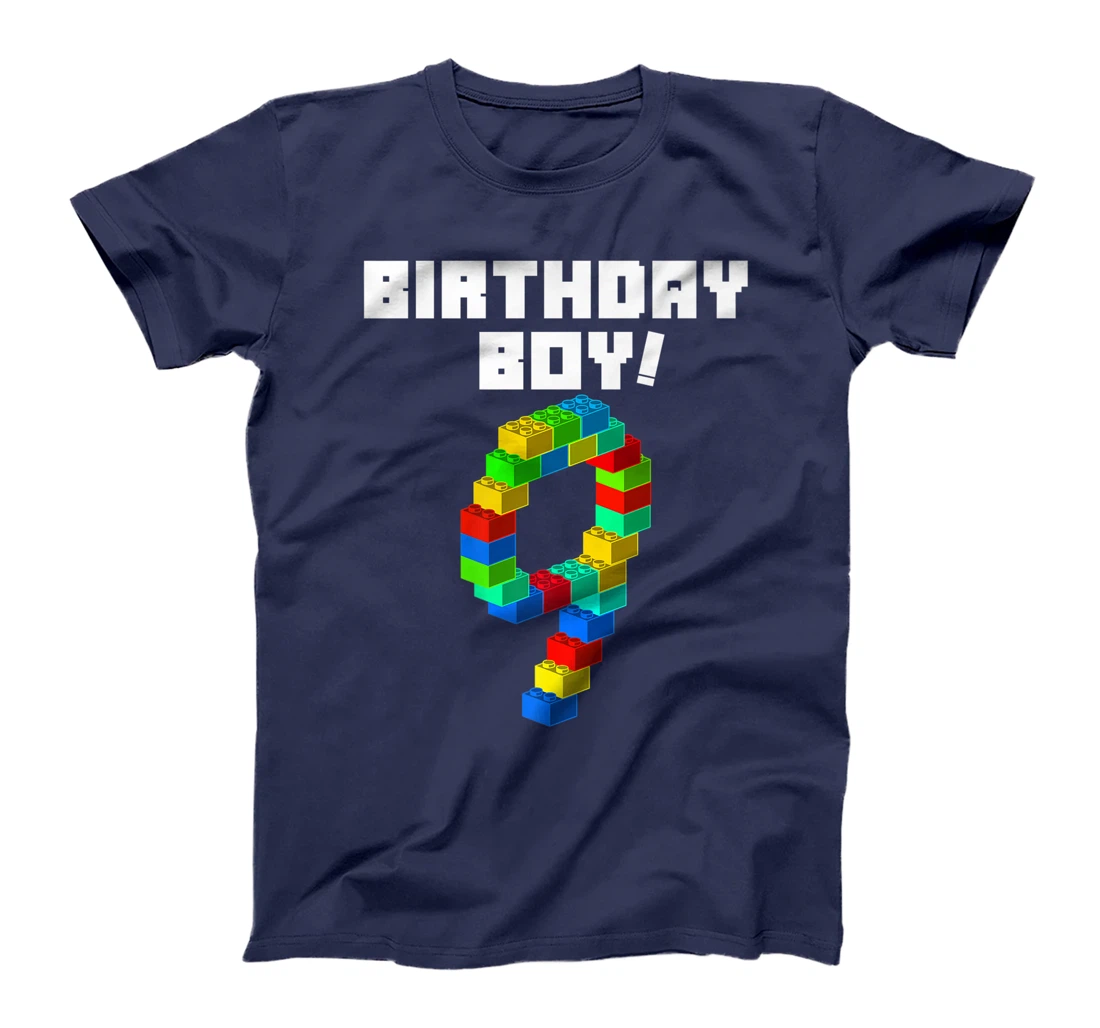 Cute 9th Birthday Gift 9 Years Old Block Building Boys Kids Premium T-Shirt