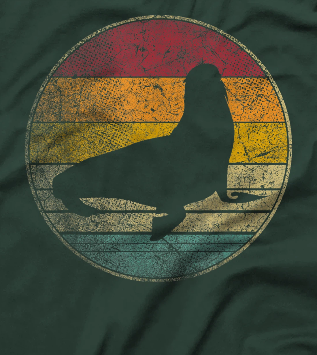 Seal Nature Sea Ocean Vintage Distressed Retro Silhouette T-Shirt