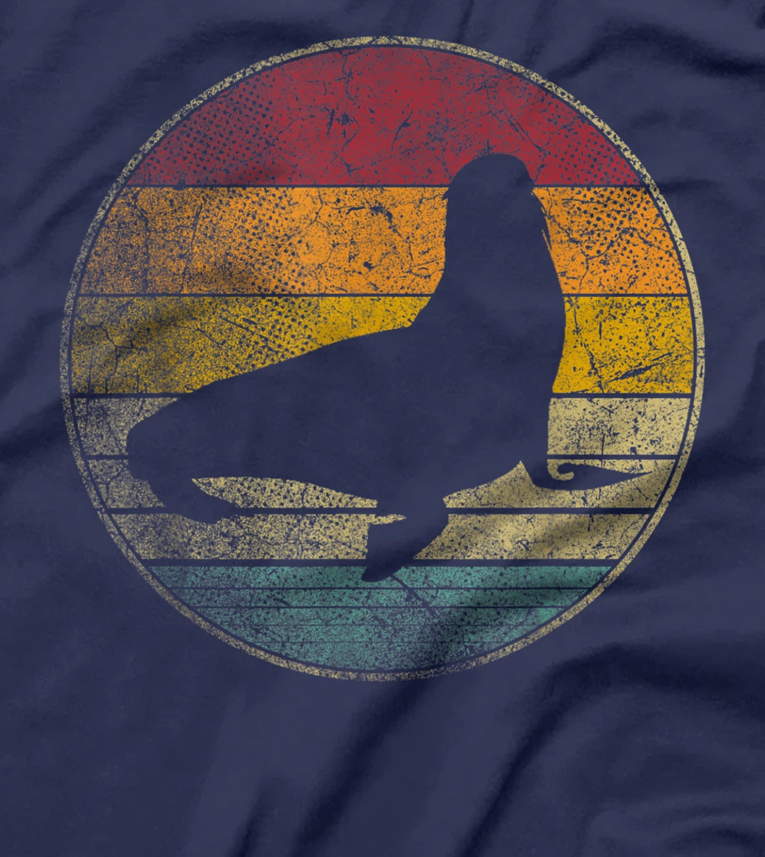 Seal Nature Sea Ocean Vintage Distressed Retro Silhouette T-Shirt