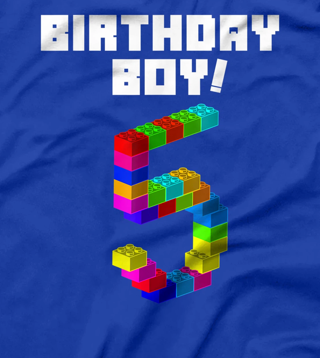 Cute 5th Birthday Gift 5 Years Old Block Building Boys Kids T-Shirt