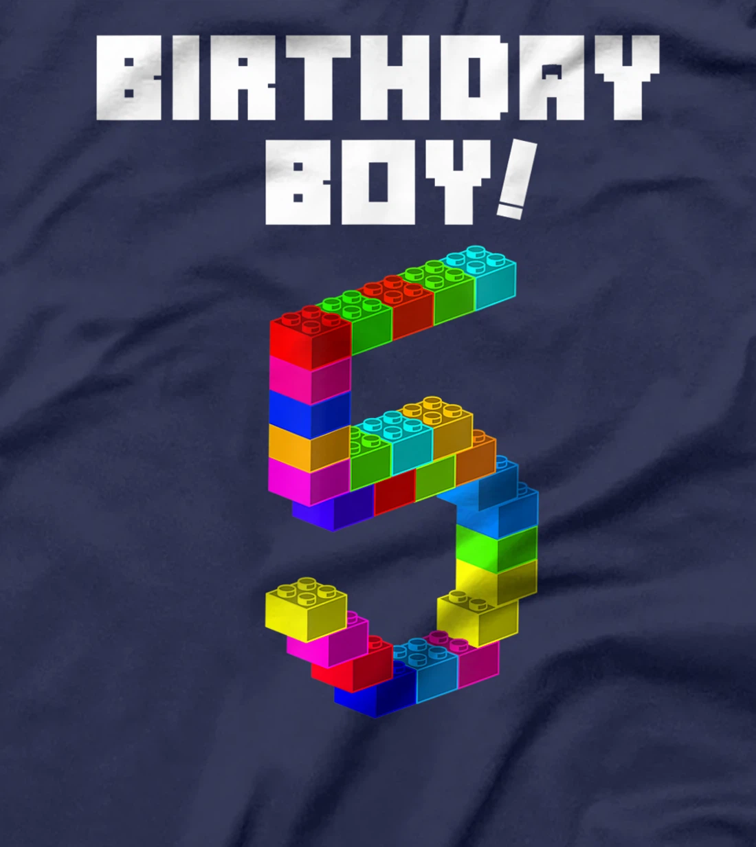 Cute 5th Birthday Gift 5 Years Old Block Building Boys Kids T-Shirt