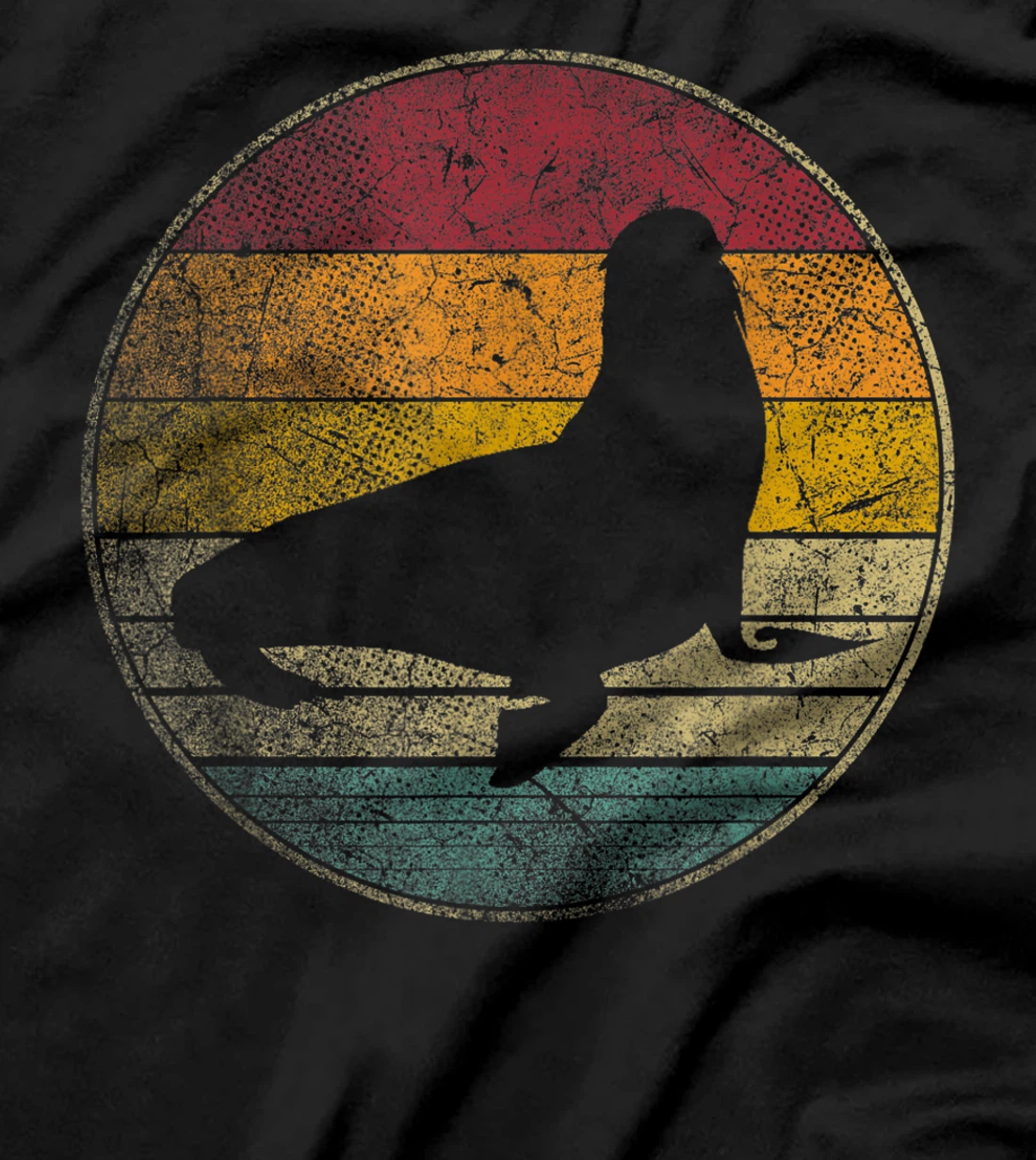 Seal Nature Sea Ocean Vintage Distressed Retro Silhouette T-Shirt