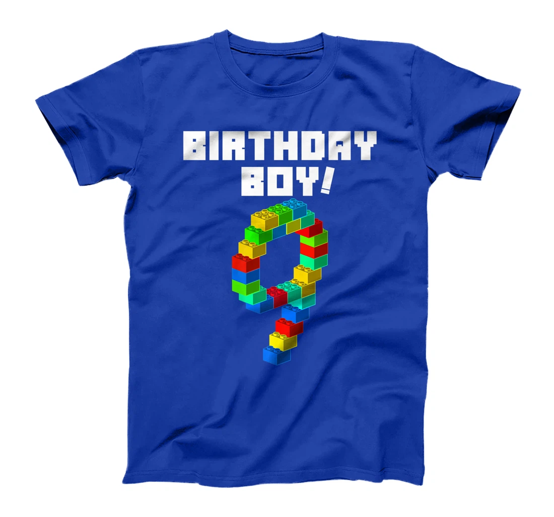 Cute 9th Birthday Gift 9 Years Old Block Building Boys Kids Premium T-Shirt