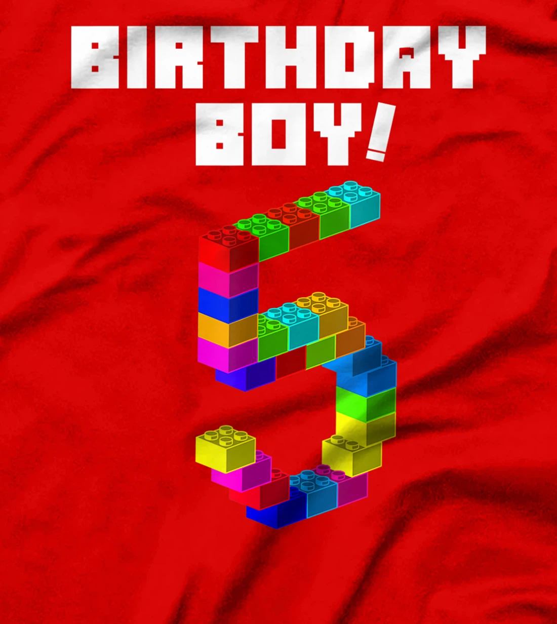 Cute 5th Birthday Gift 5 Years Old Block Building Boys Kids T-Shirt