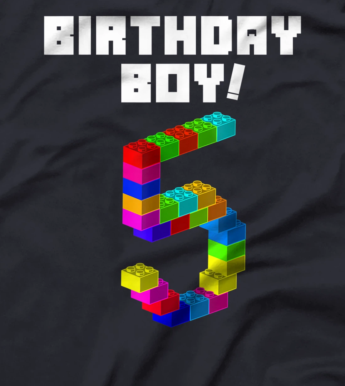 Cute 5th Birthday Gift 5 Years Old Block Building Boys Kids T-Shirt