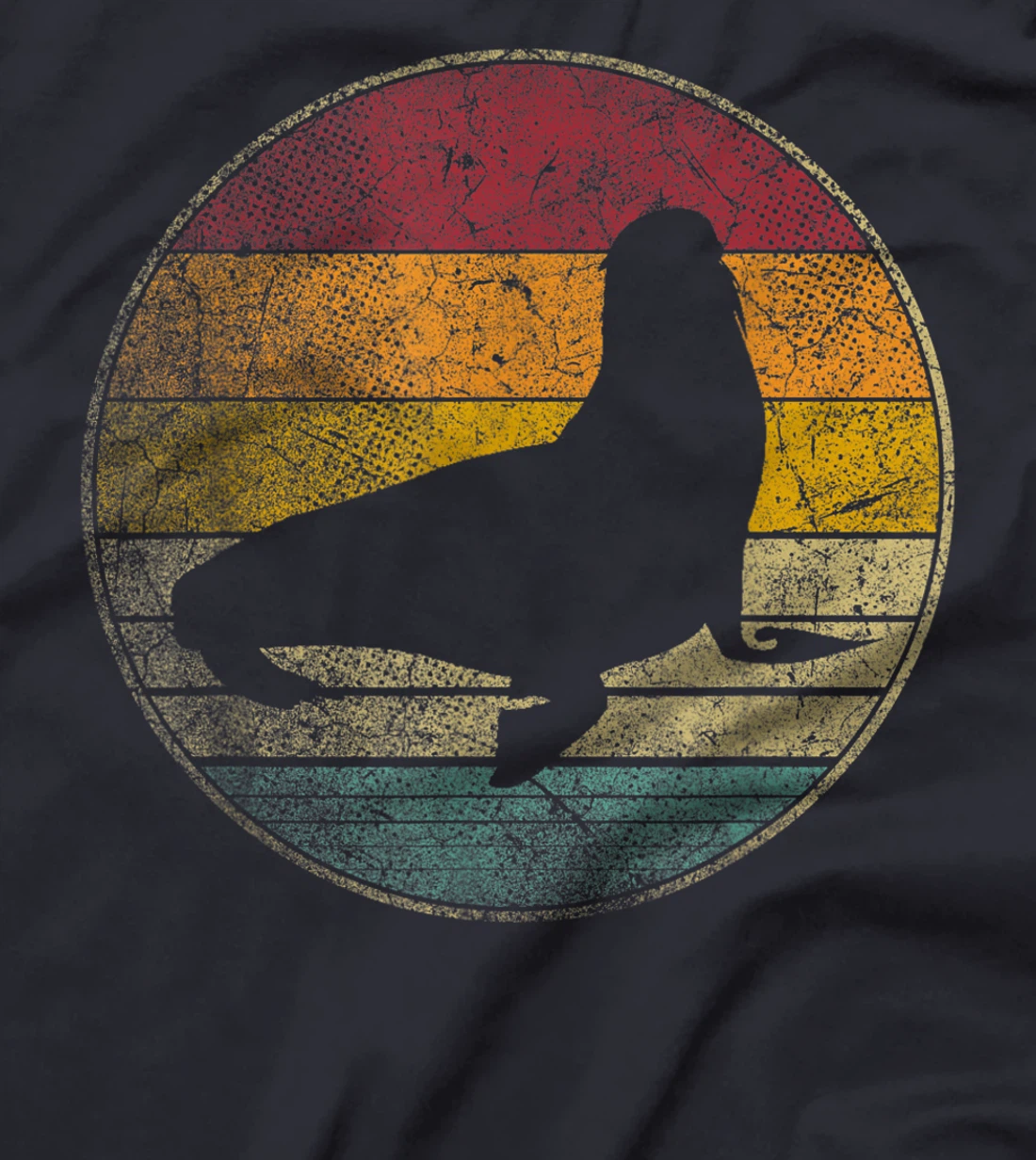 Seal Nature Sea Ocean Vintage Distressed Retro Silhouette T-Shirt