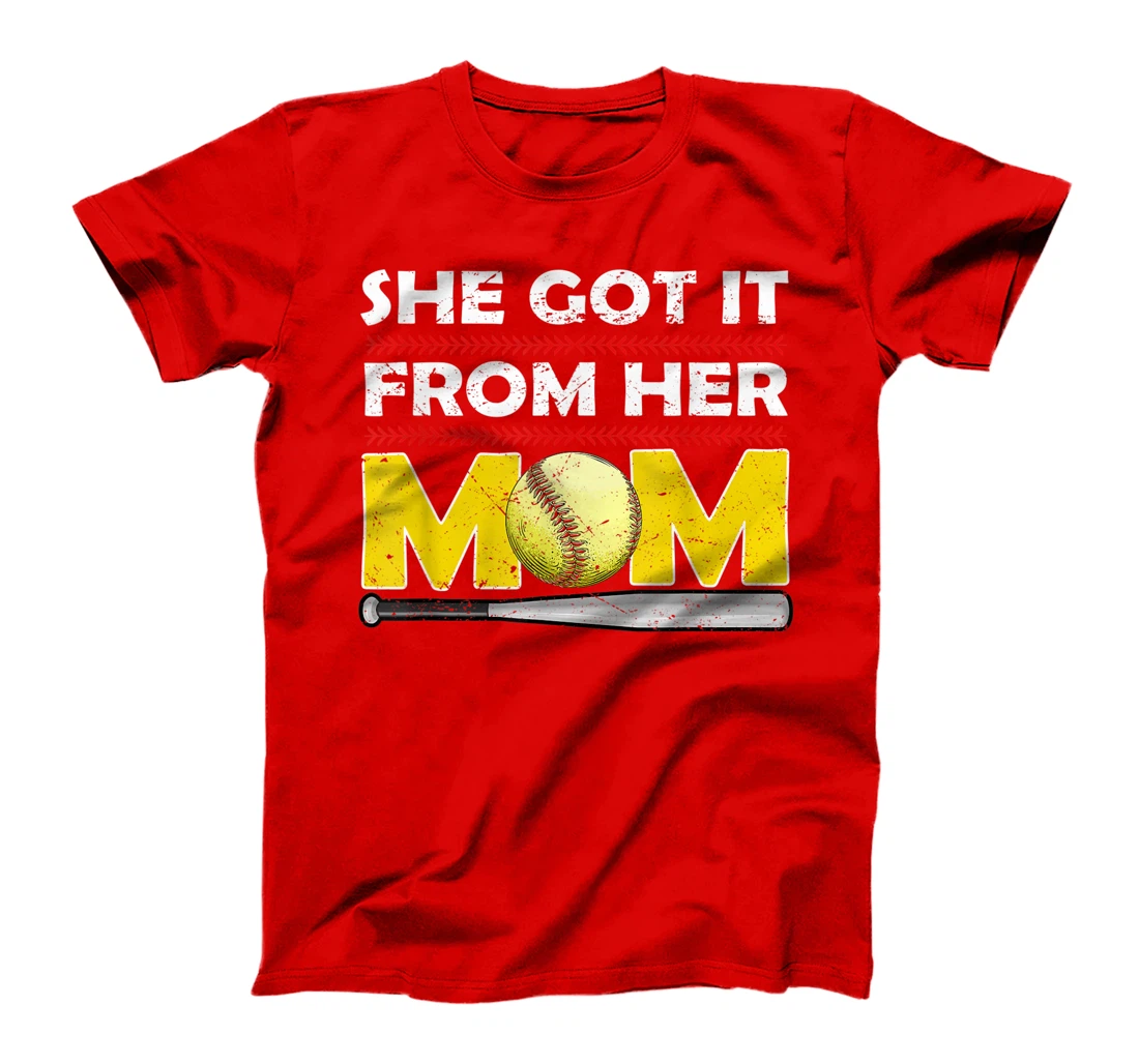 She Got It From Her Mom Funny Softball Mother Player Vintage T-Shirt