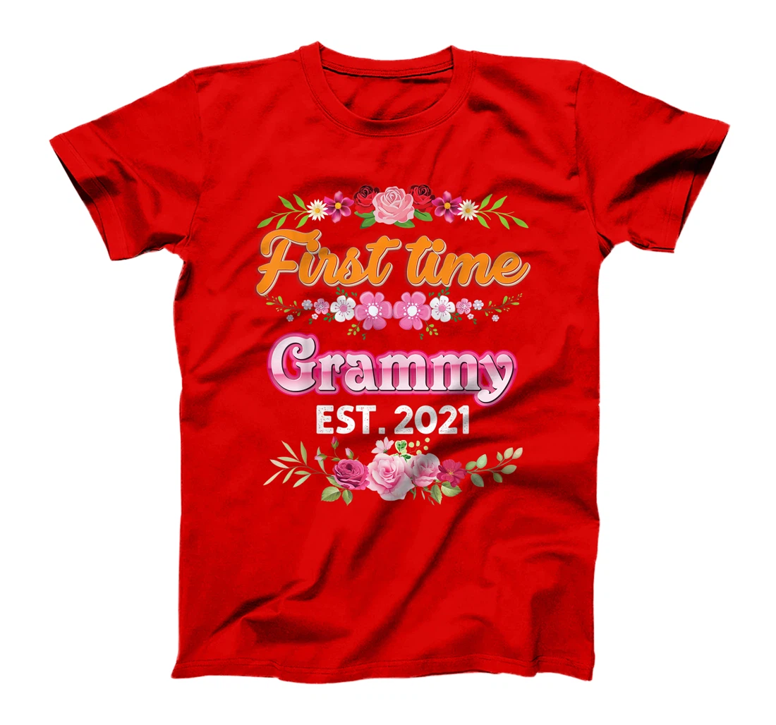 First Time Grammy Est 2021 New Baby Rose Floral Mother Day T-Shirt
