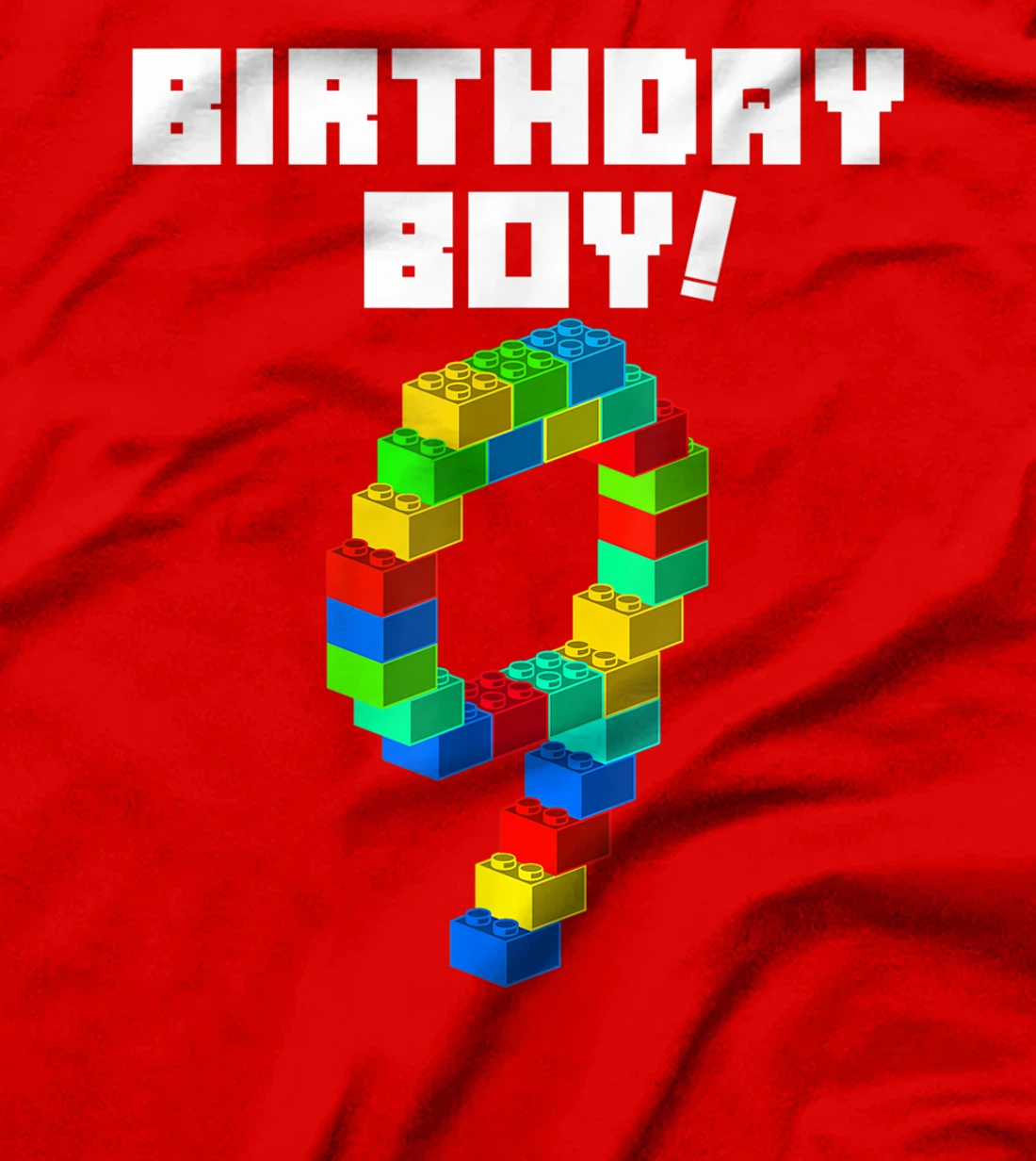 Cute 9th Birthday Gift 9 Years Old Block Building Boys Kids T-Shirt