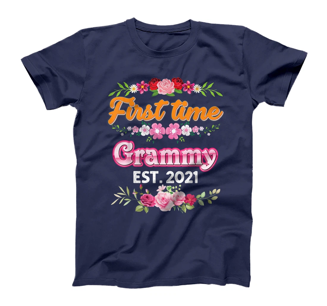 First Time Grammy Est 2021 New Baby Rose Floral Mother Day T-Shirt