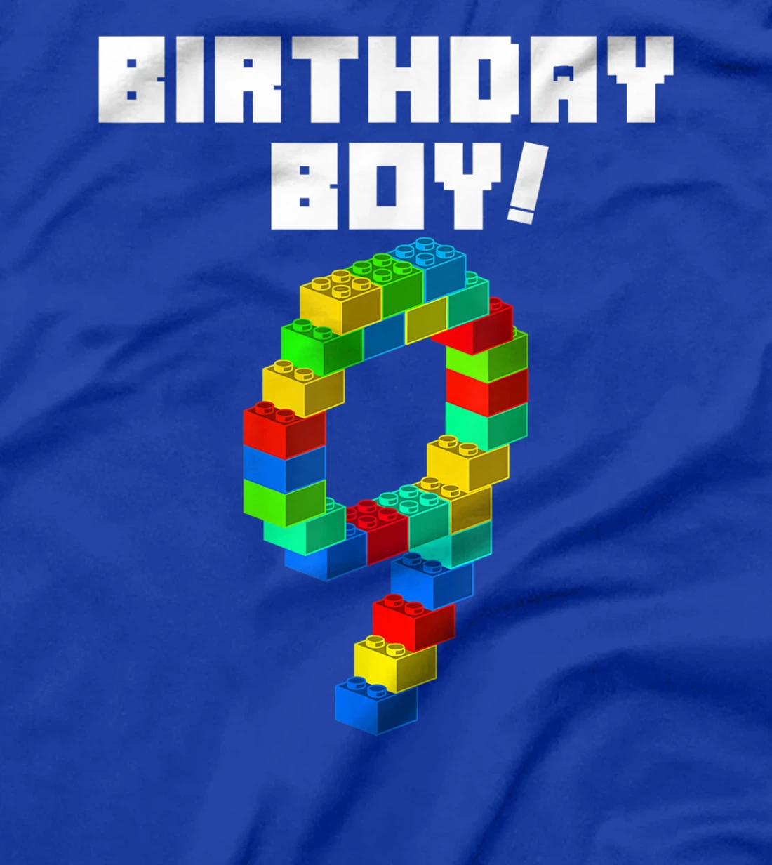 Cute 9th Birthday Gift 9 Years Old Block Building Boys Kids T-Shirt