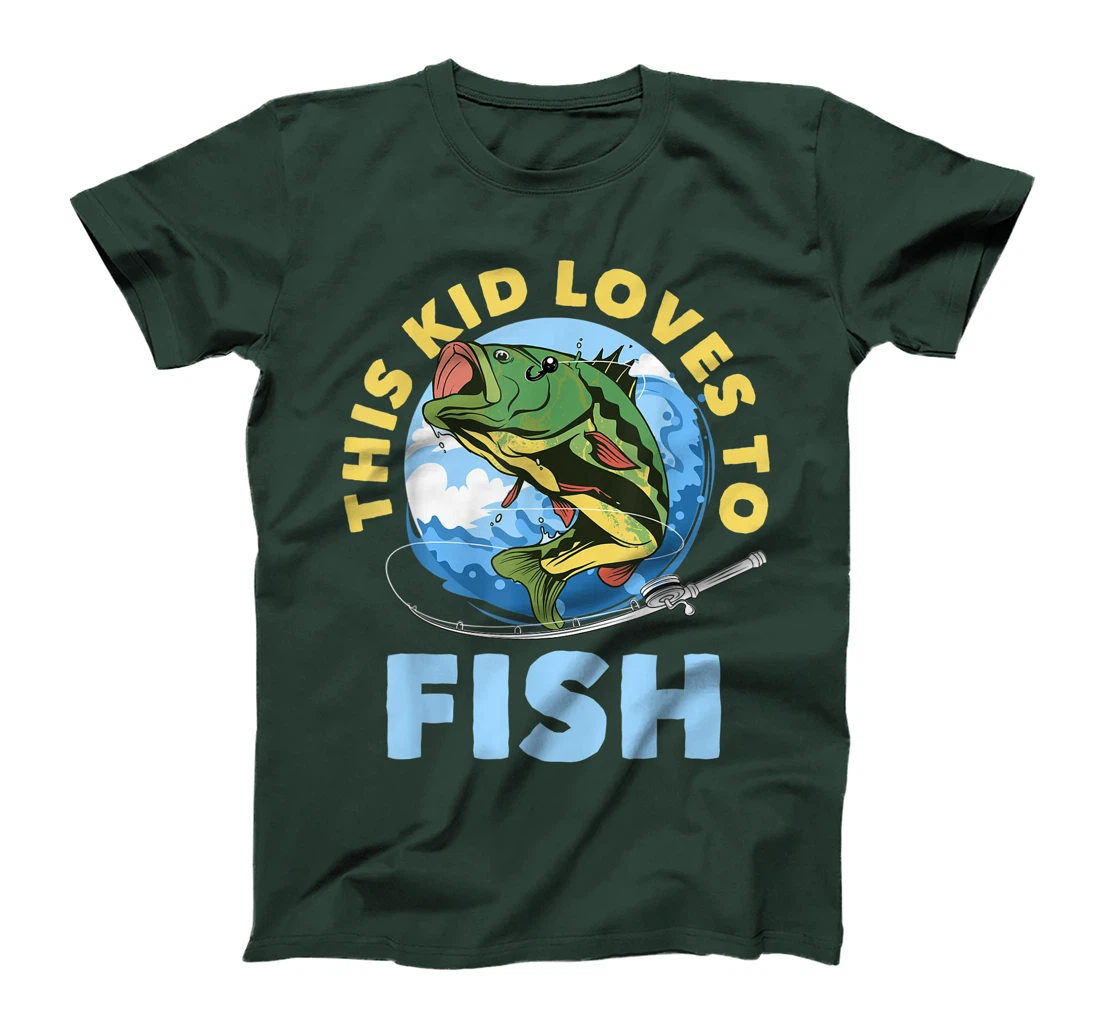 This Kid Loves To Fish Funny Fisherman Fishing Lover Gift T-Shirt
