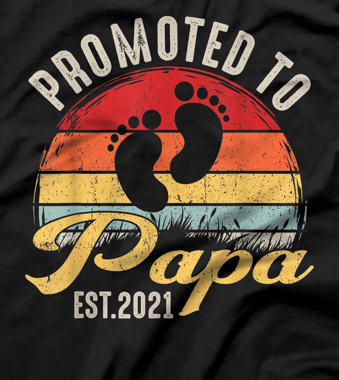 Promoted To Papa Est.2021 New Grandad Retro Gift Baby T-Shirt