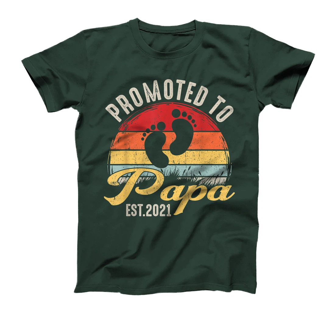 Promoted To Papa Est.2021 New Grandad Retro Gift Baby T-Shirt