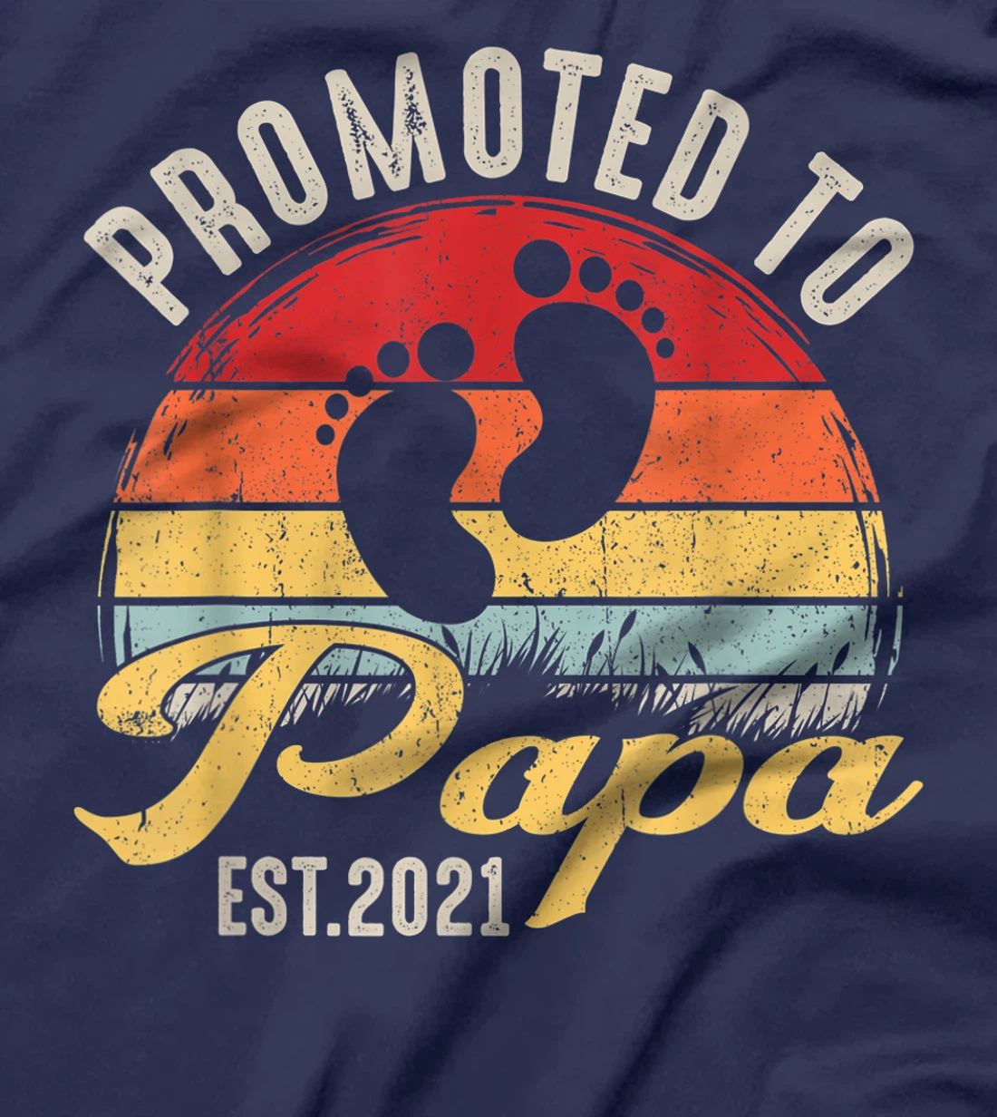 Promoted To Papa Est.2021 New Grandad Retro Gift Baby T-Shirt
