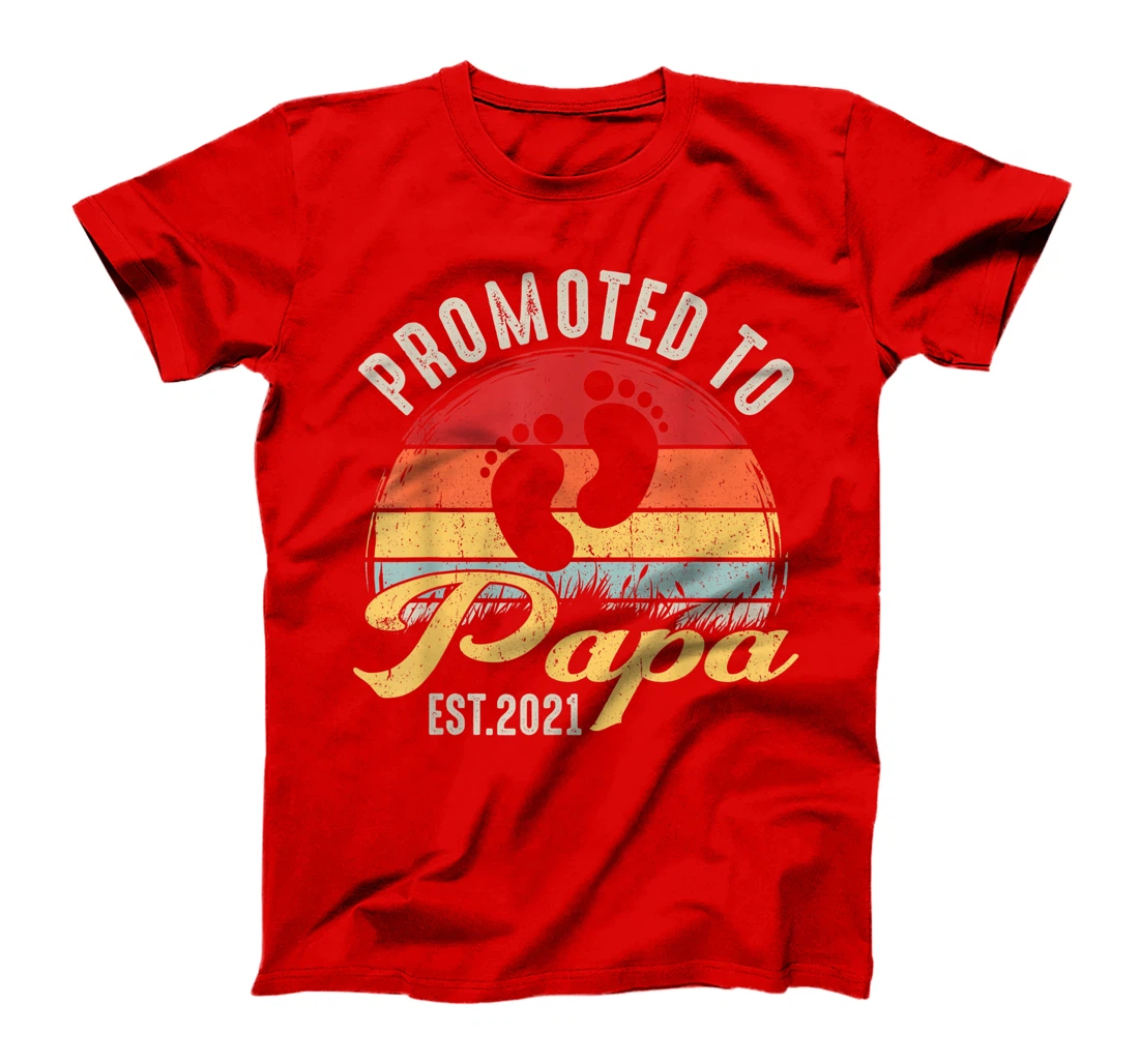 Promoted To Papa Est.2021 New Grandad Retro Gift Baby T-Shirt
