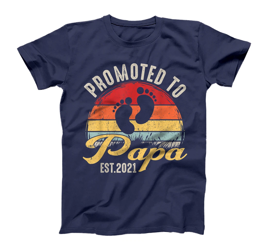 Promoted To Papa Est.2021 New Grandad Retro Gift Baby T-Shirt