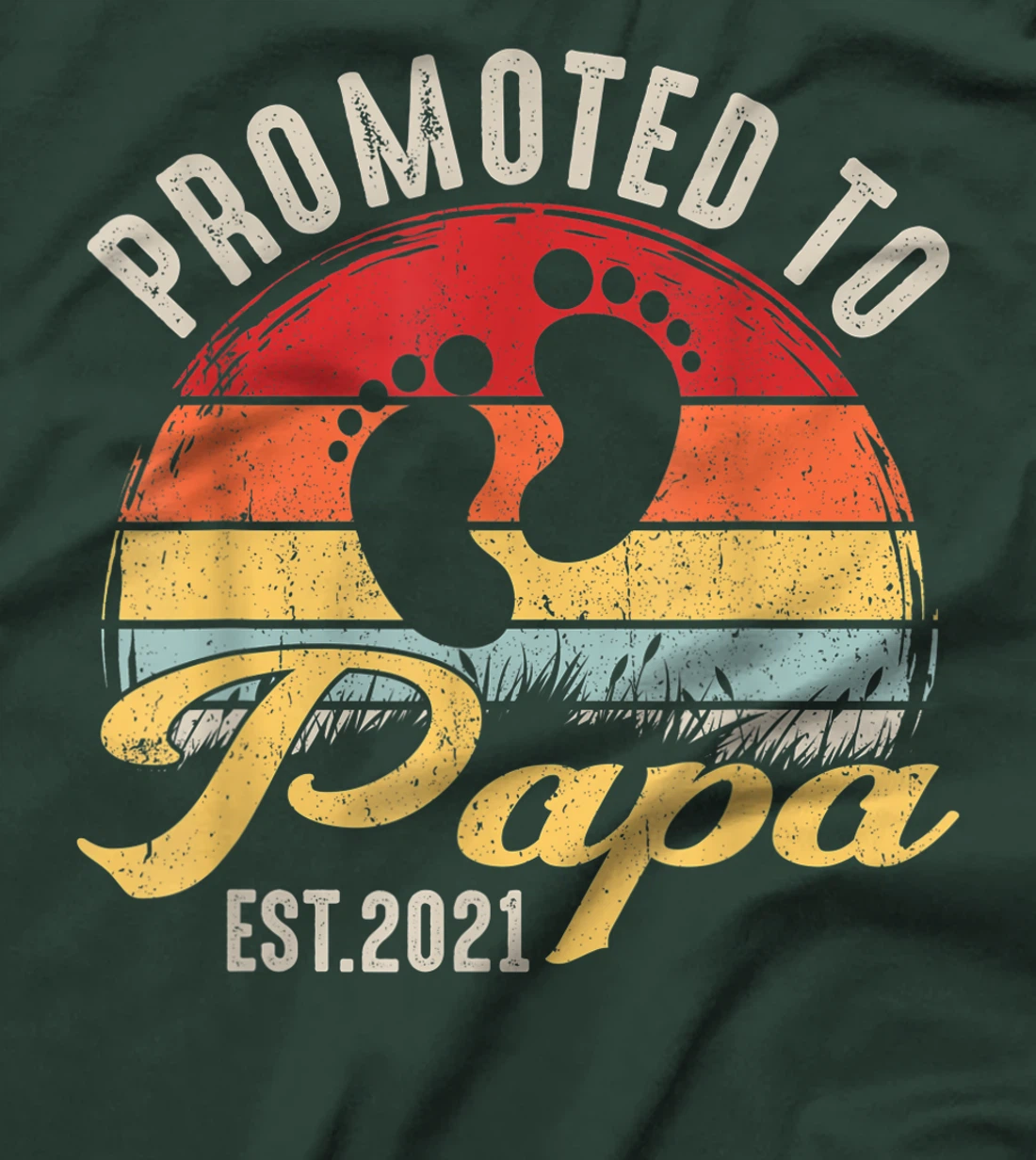 Promoted To Papa Est.2021 New Grandad Retro Gift Baby T-Shirt